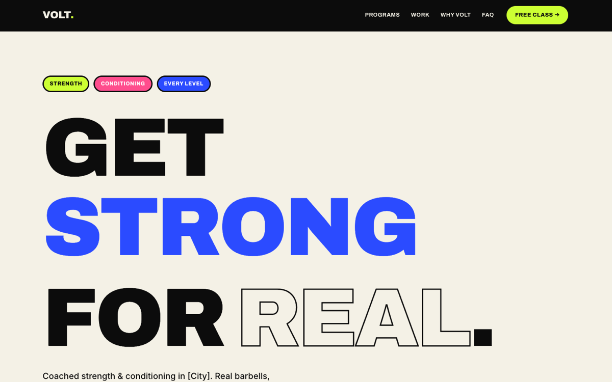Bold Energetic website style screenshot
