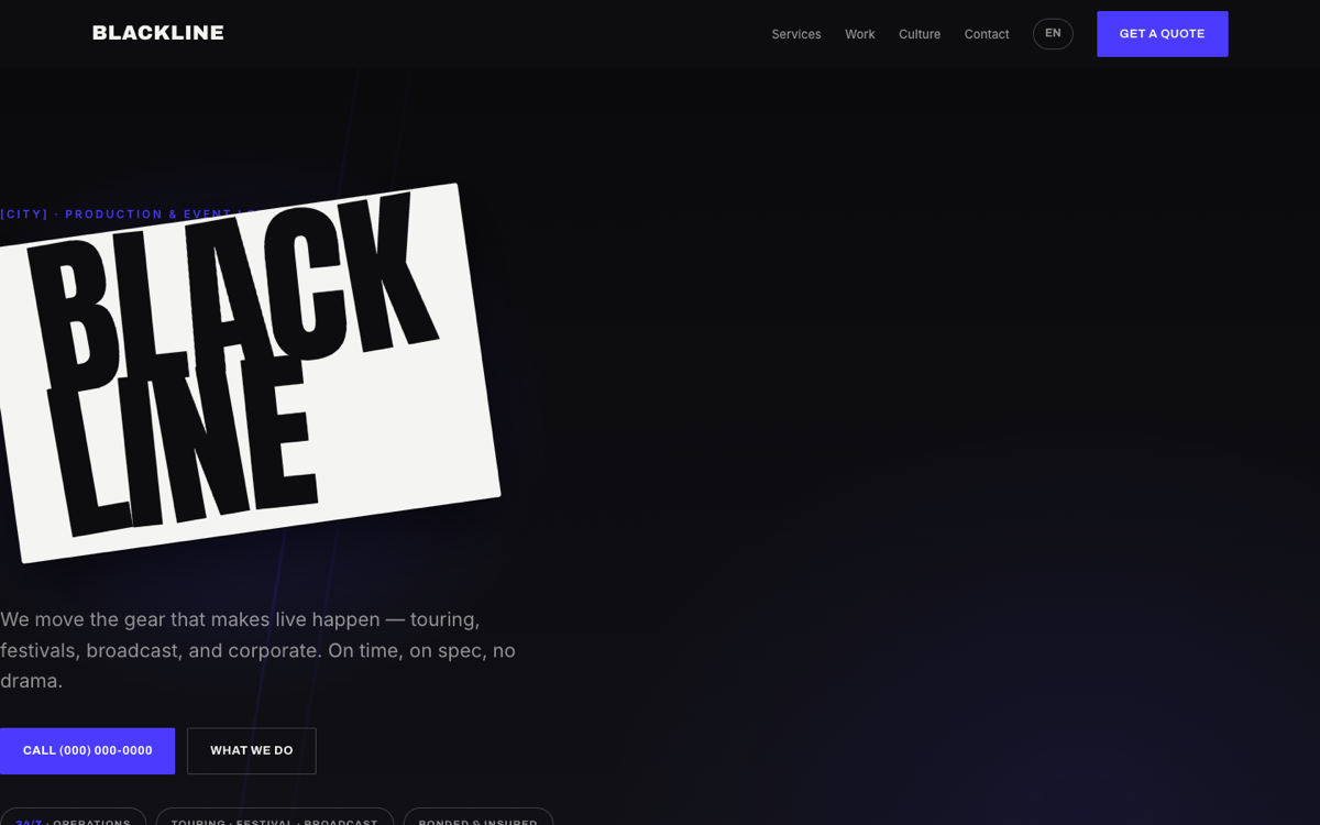 Bold Noir website style screenshot