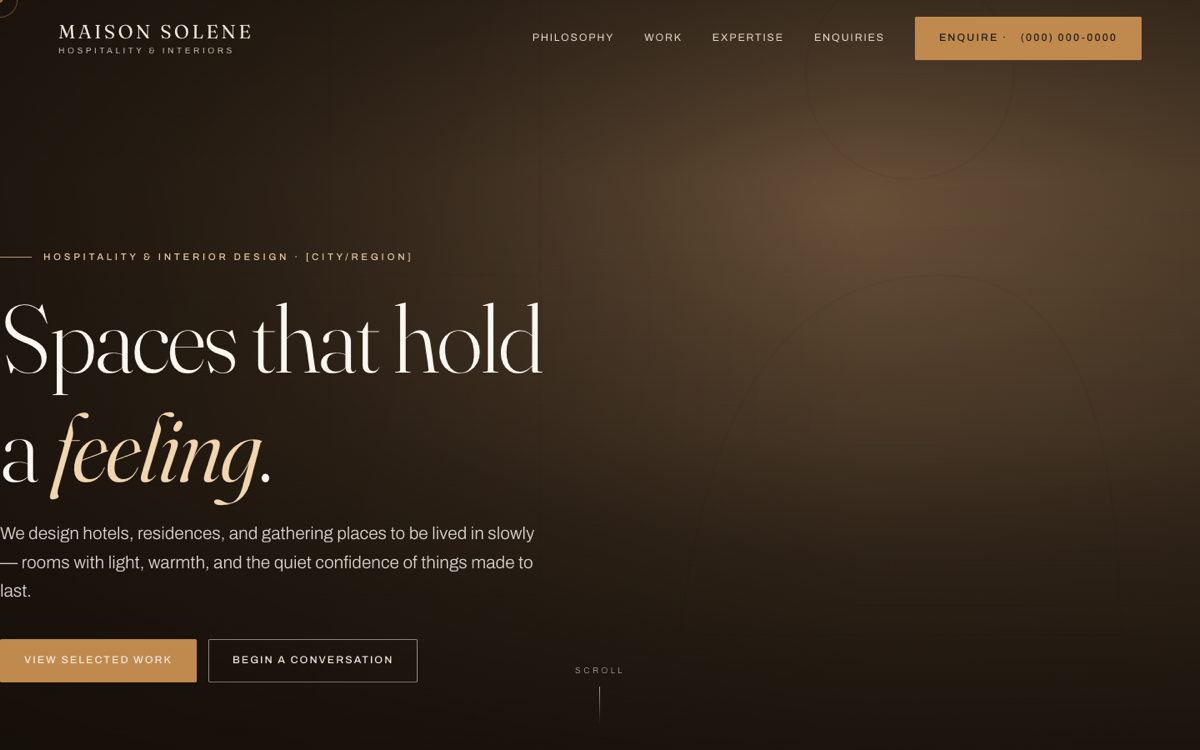 Hospitality Luxe website style screenshot