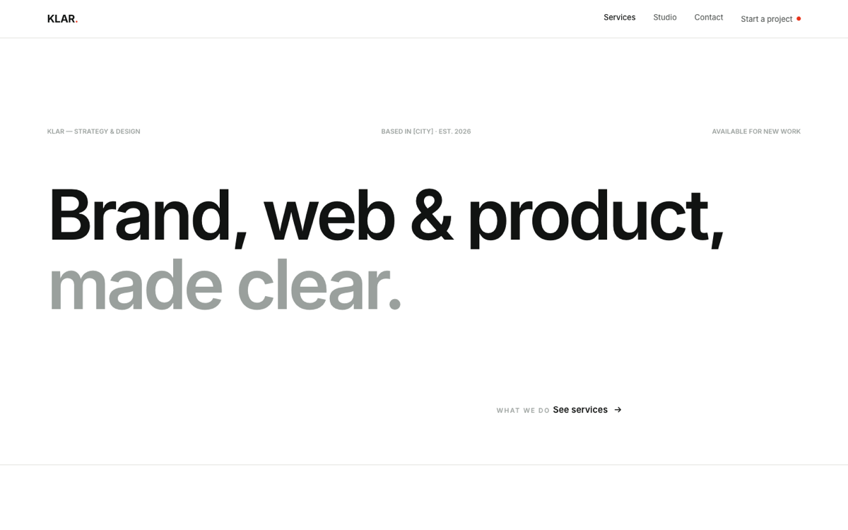 Minimal Swiss website style screenshot